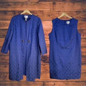 Maggie Sweet‎ Paisley Royal Blue Dress & Long Line Cardigan Set 2X